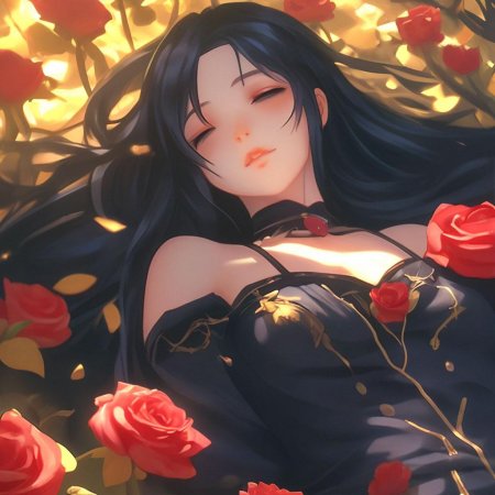 Аниме девушка с черными волосами