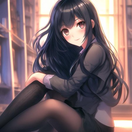 Аниме девушка в черном