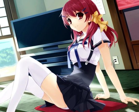 Аниме девочки в гольфах и юбке