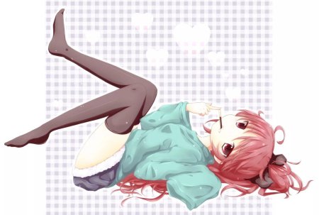 Аниме девушка в белых чулках