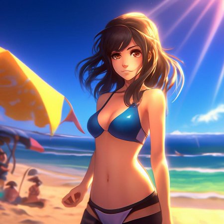 Девушка в бикини аниме