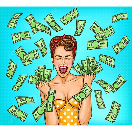 Девушка с деньгами арт