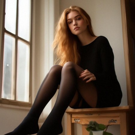 Девушка в черных колготках