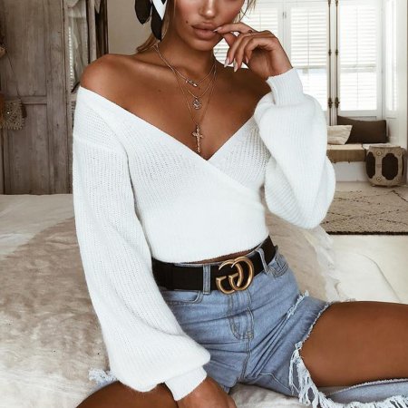 Белый топ с рукавами фонариками