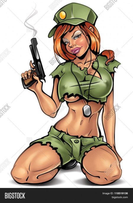 Девушки в военной форме нарисованные