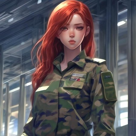 Девушка военная арт