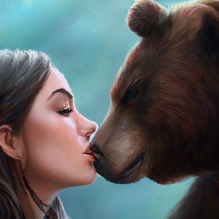 Девушка обнимает медведя