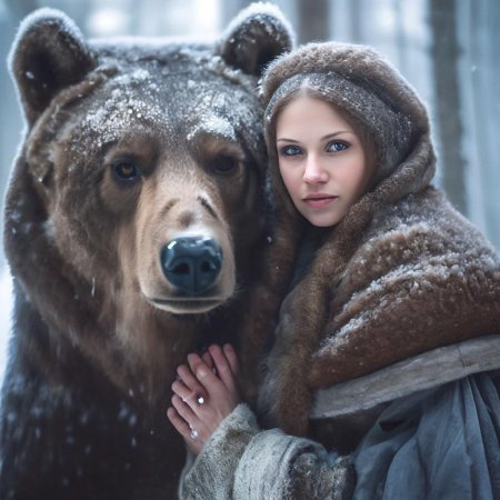 Медведь и женщина