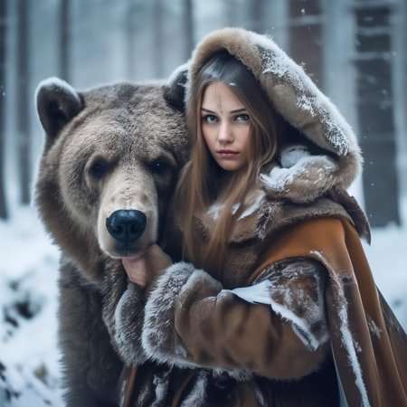 Медведь в зимнем лесу