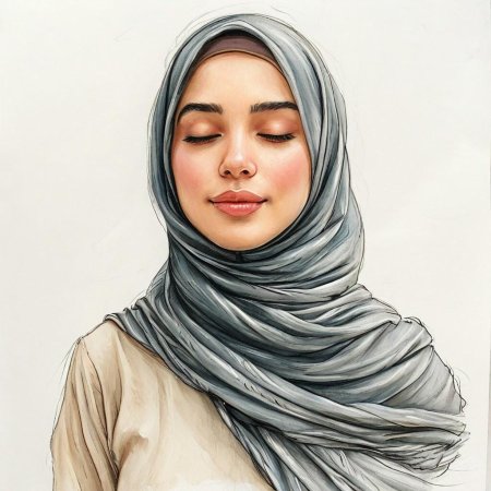 Рисунок девушка в хиджабе