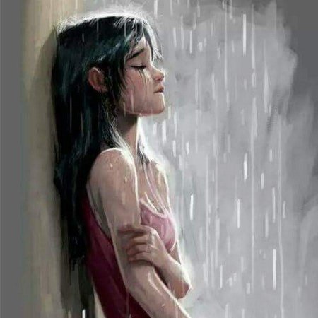 Девушка плачет под дождем