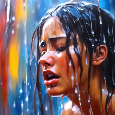 Девушка под дождем рисунок