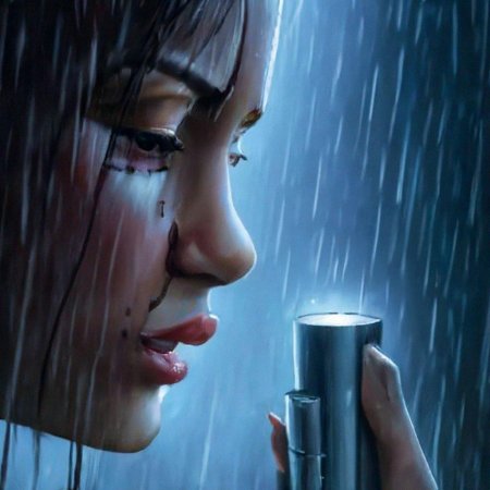 Красивая девушка под дождем