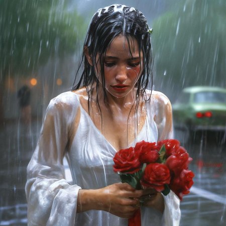 Цветок под дождем