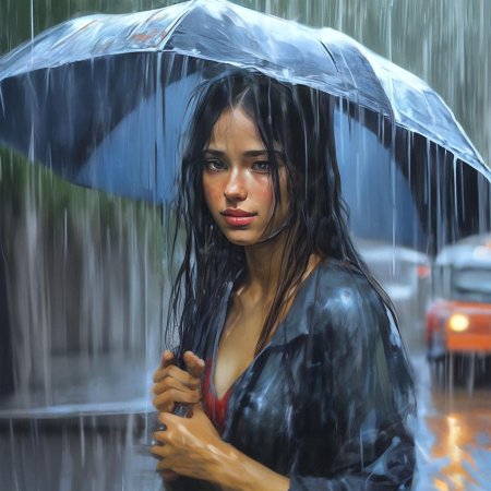 Девушка под дождем