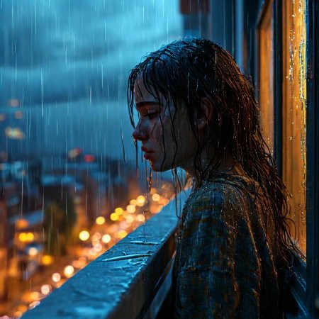 Девушка плачет у окна