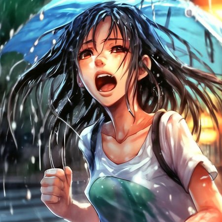 Аниме девушка под дождем