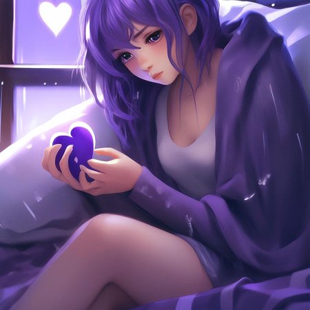 Фиолетовая девушка аниме