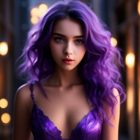 Девушка с фиолетовыми волосами