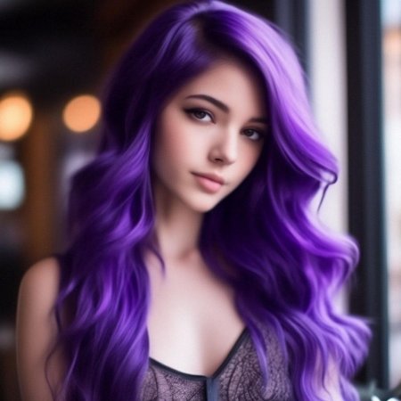 Женщина с фиолетовыми волосами