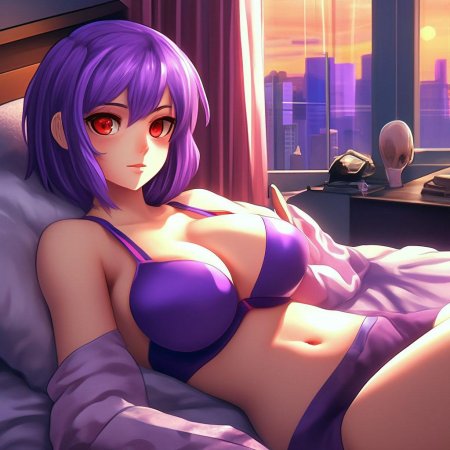 Аниме девушка фиолетовая