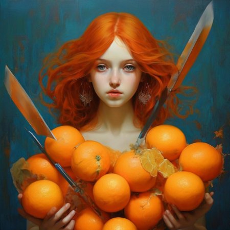 Девушка с мандаринами