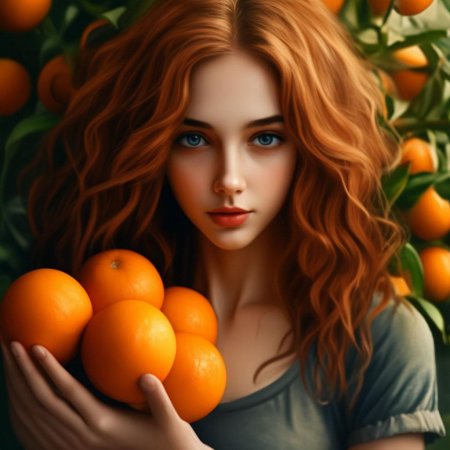 Девушка с мандаринами