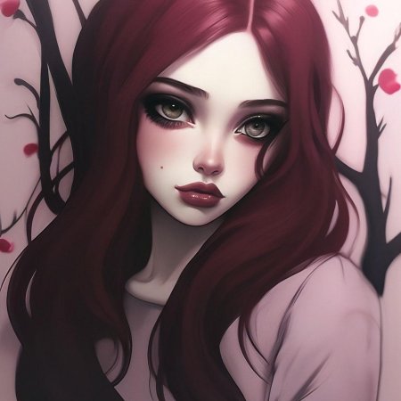 Арт девушка с красными волосами
