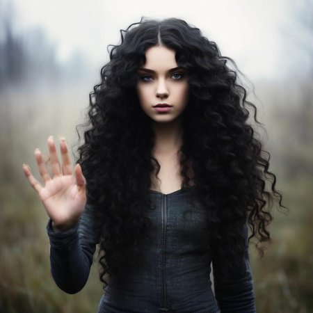 Черные волнистые волосы