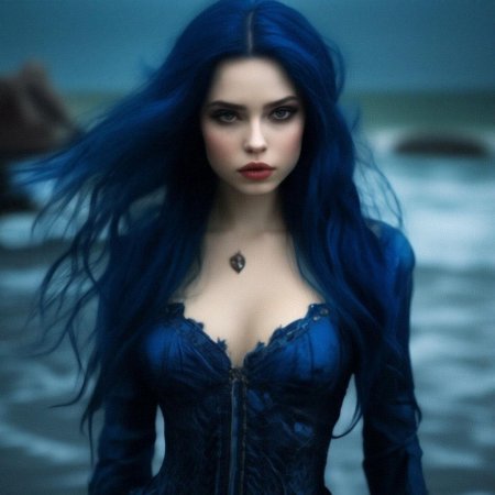Девушка с синими волосами