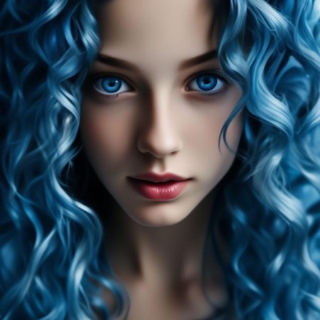 С голубыми волосами