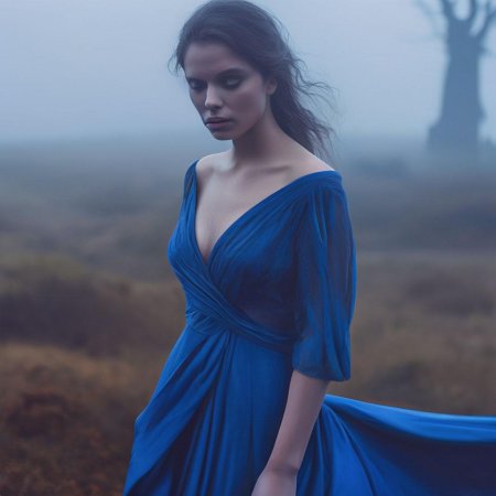 Женщина в голубом платье