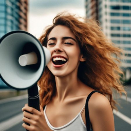 Женщина с рупором