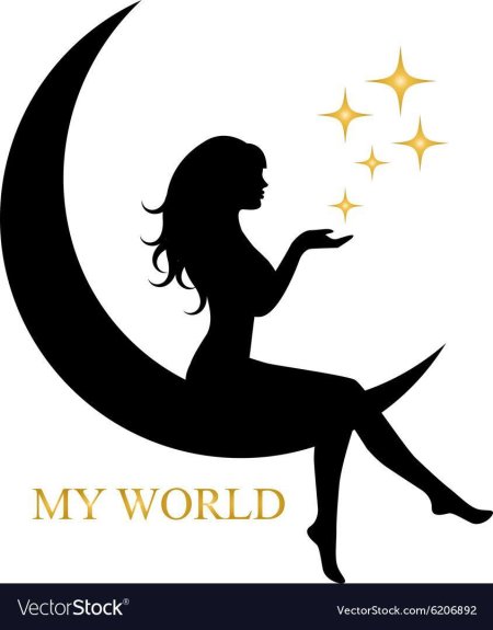 Силуэт девушки на Луне