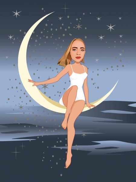 Девушка рыжая и Луна