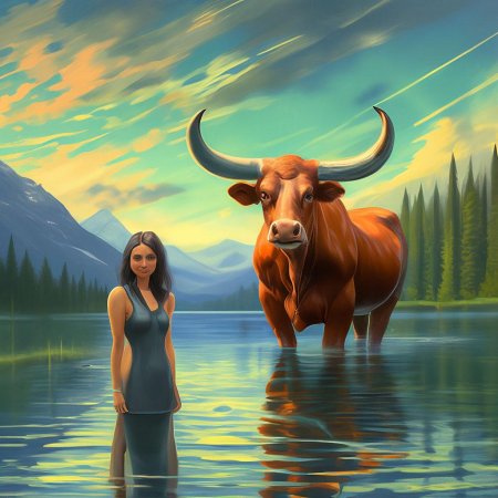 Быки с большими рогами