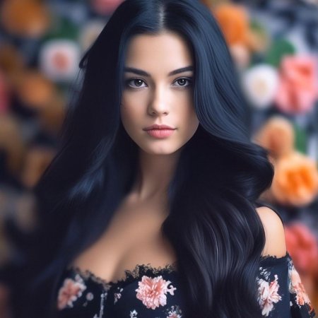 Девушка с длинными черными волосами