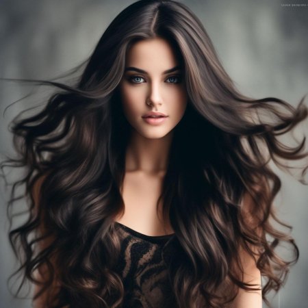 Красивая девушка брюнетка с длинными волосами
