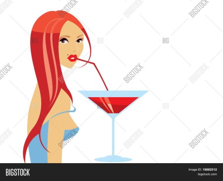 Вектор пьющая девушка