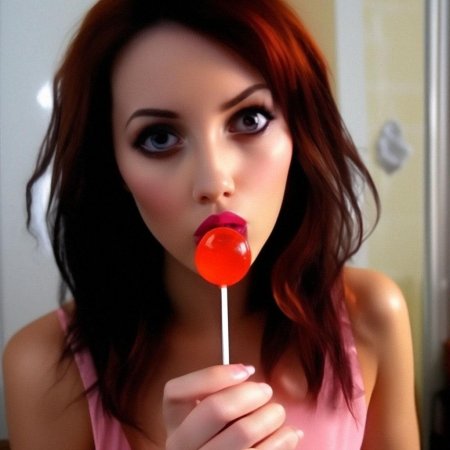 Девочка сосет леденец