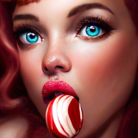 Девушка сосет чупа чупс