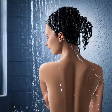 Женщина принимает душ