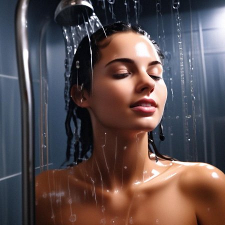 Девушка принимает душ