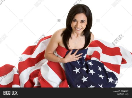 Девушка с флагом США