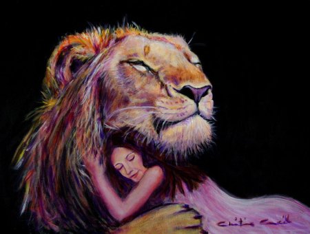 Брюнетка со львом