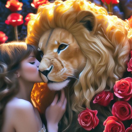 Лев и девушка