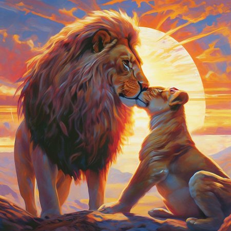 Лев с львенком