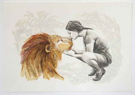 Девочка целует Льва