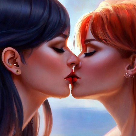 Тройной поцелуй девушек