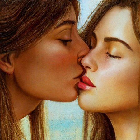Французский поцелуй двух девушек